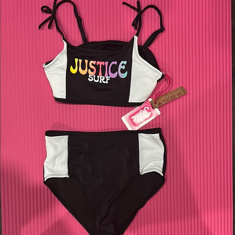 Justice Surf Black and White Bikini Set